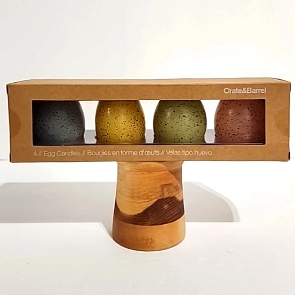 Crate & Barrel Speckled Egg Candle Set NIB